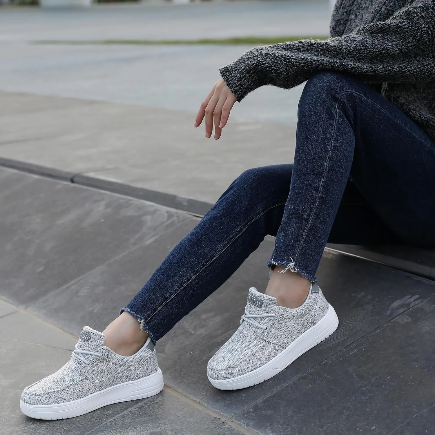 Women's Loafers Arch Support Boat Shoes Slip On Canvas Sneakers Comfortable Walking Flats with Orthotic Insoles for Foot Pain Relief