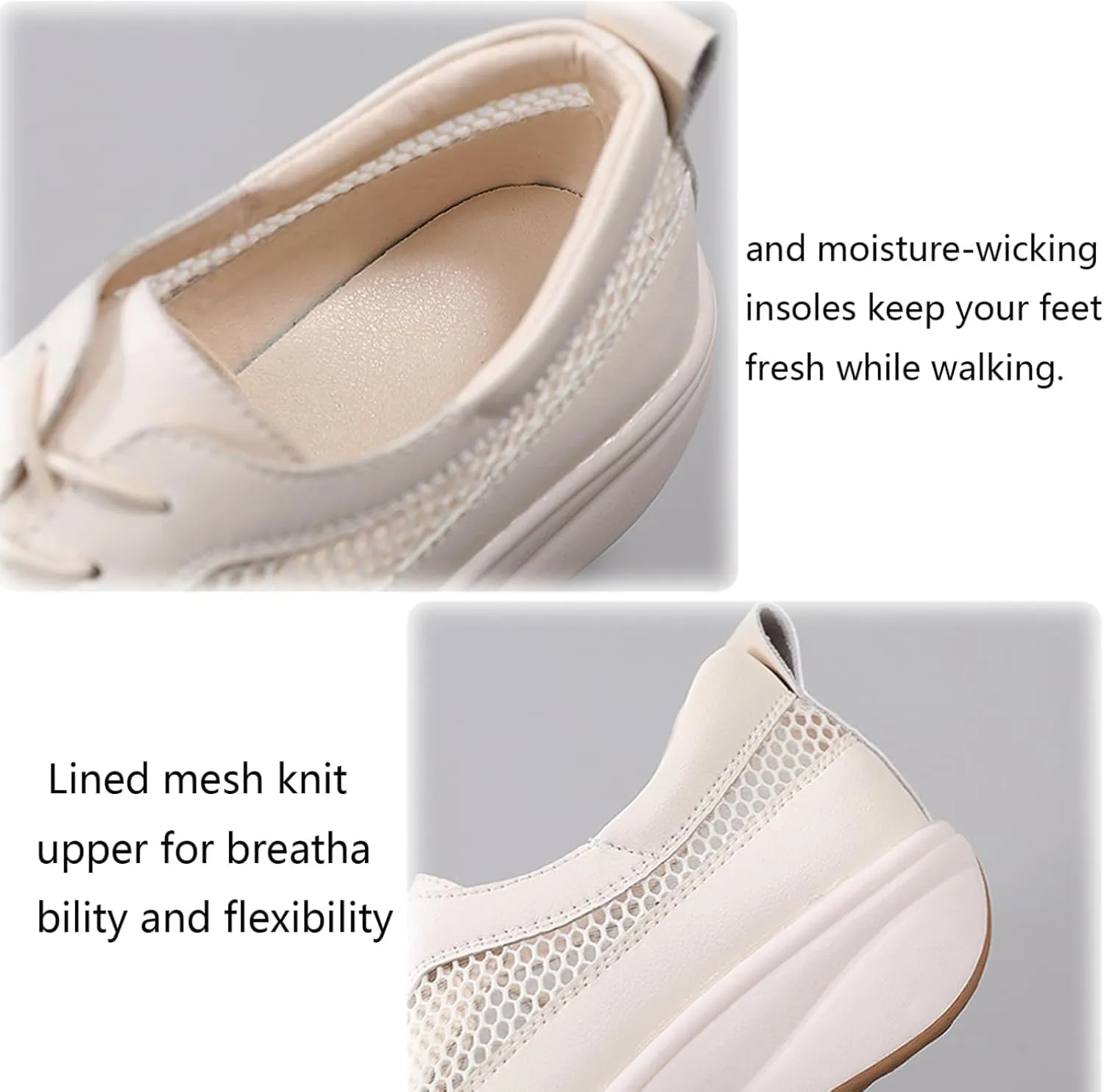Women'S Mesh Lightweight Platform Leisure Sneakers Fashion Lace-Up Non-Slip Wedge Walking Shoes Suitable for Outdoor Travel Exercise