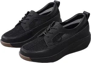 Women'S Mesh Lightweight Platform Leisure Sneakers Fashion Lace-Up Non-Slip Wedge Walking Shoes Suitable for Outdoor Travel Exercise