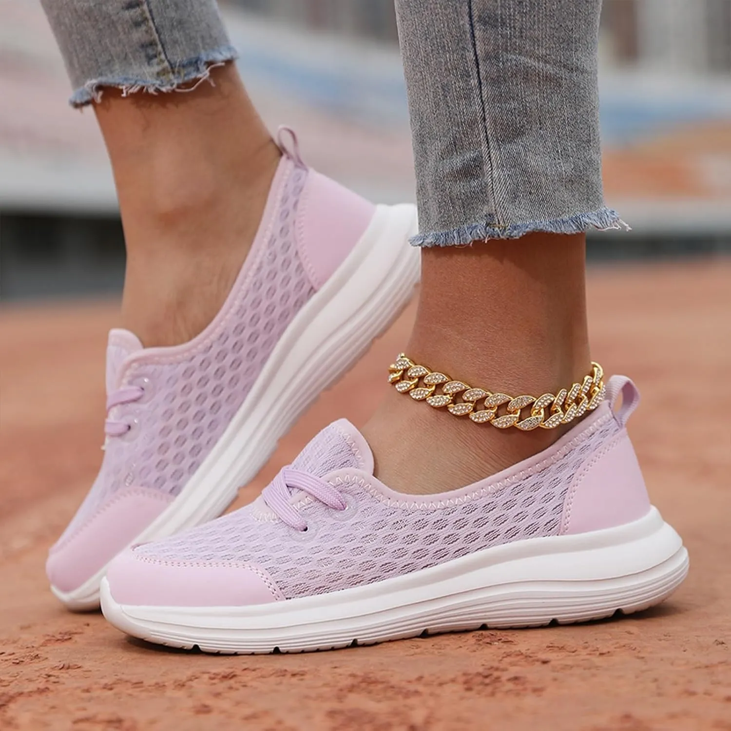 Women's Orthopedic Mesh Walking Shoes, Breathable Slip-On Flats with Arch Support, Lightweight Low-Top Comfort Sneakers