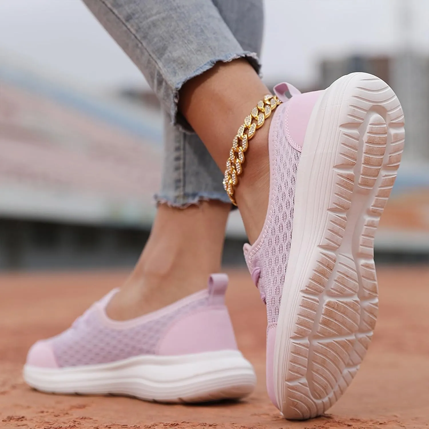 Women's Orthopedic Mesh Walking Shoes, Breathable Slip-On Flats with Arch Support, Lightweight Low-Top Comfort Sneakers