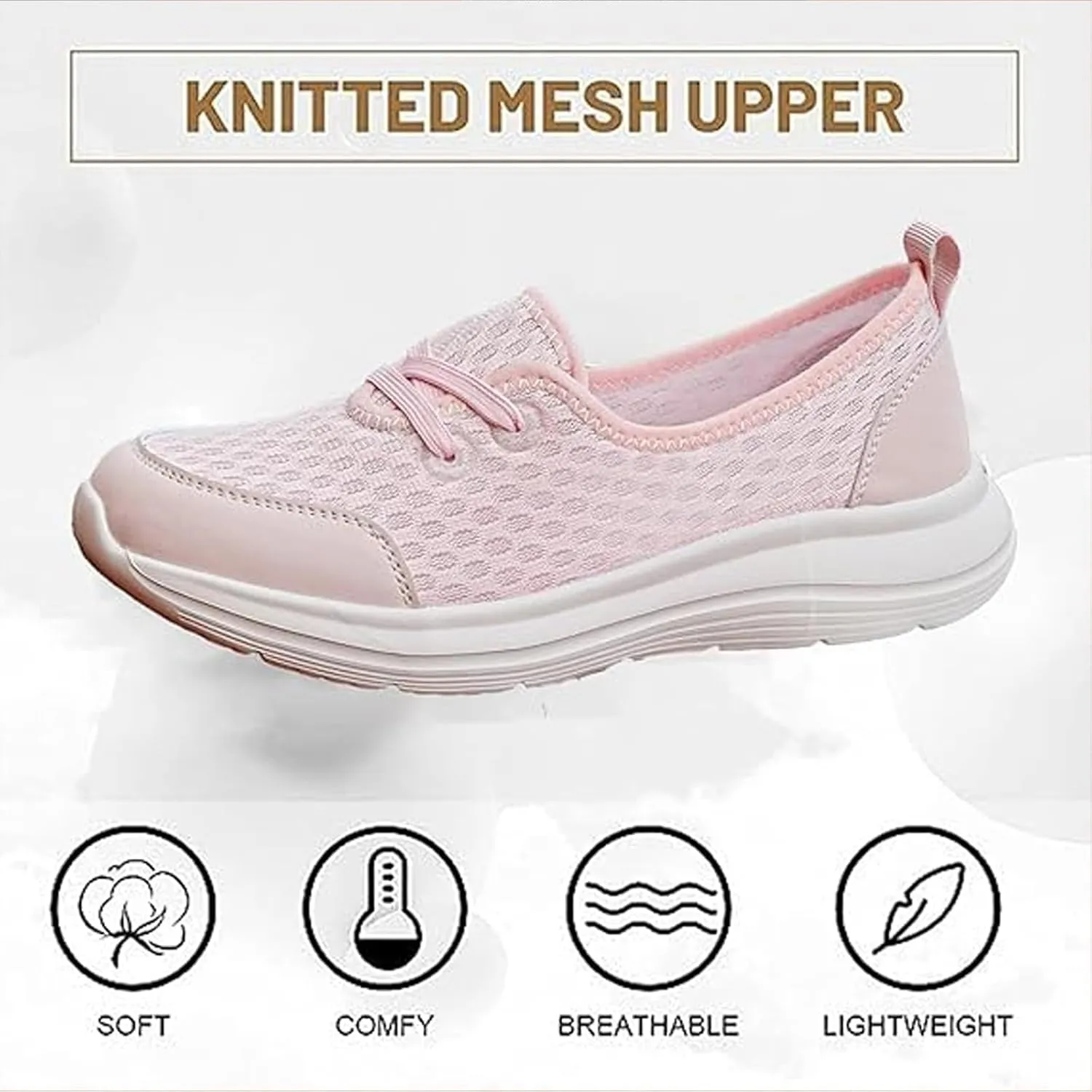 Women's Orthopedic Mesh Walking Shoes, Breathable Slip-On Flats with Arch Support, Lightweight Low-Top Comfort Sneakers
