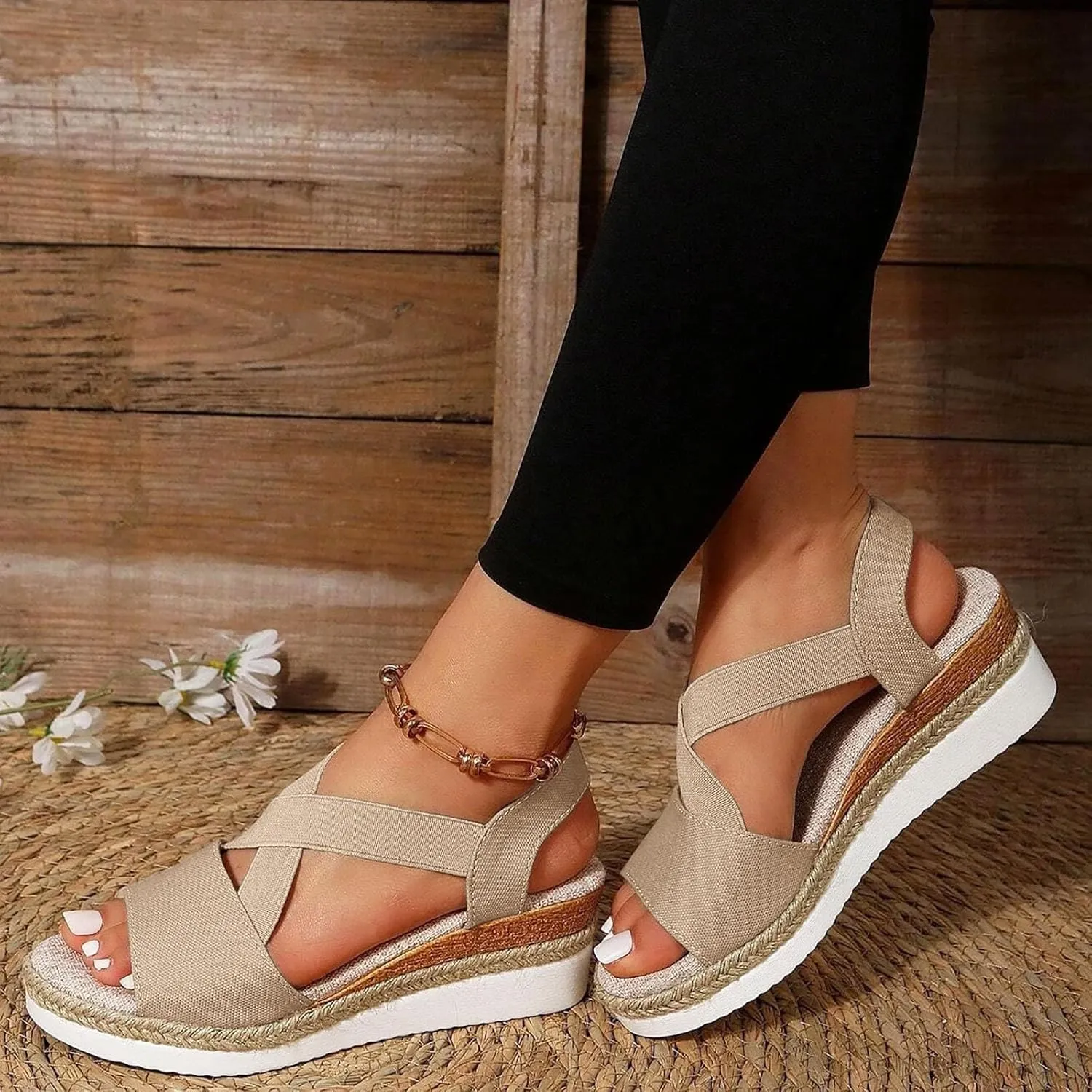 Womens Orthopedic Sandals Ladies Wedge Comfortable Casual Sandals with Plantar Fasciitis Arch Support Summer Shoes