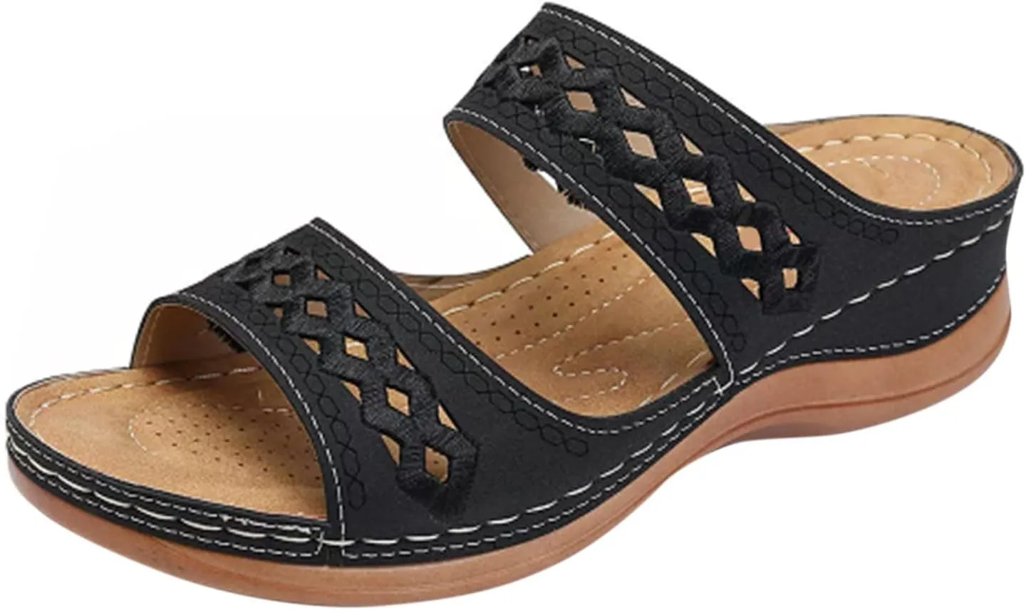 Womens Orthopedic Sandals Wide Width Open Toe Slip On Slides Casual Dressy Summer Beach Walking Platform Sandals