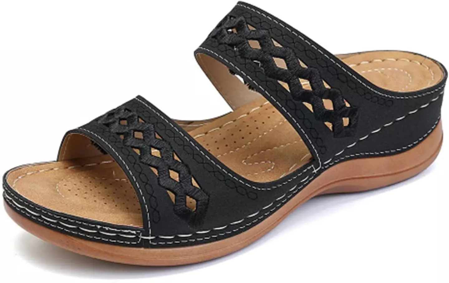 Womens Orthopedic Sandals Wide Width Open Toe Slip On Slides Casual Dressy Summer Beach Walking Platform Sandals