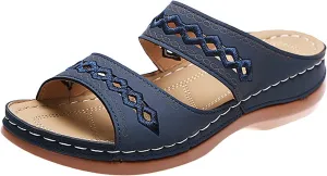 Womens Orthopedic Sandals Women's Slip on Flat Sandals with Elastic Shower Sandal Women Arch Support Sandal