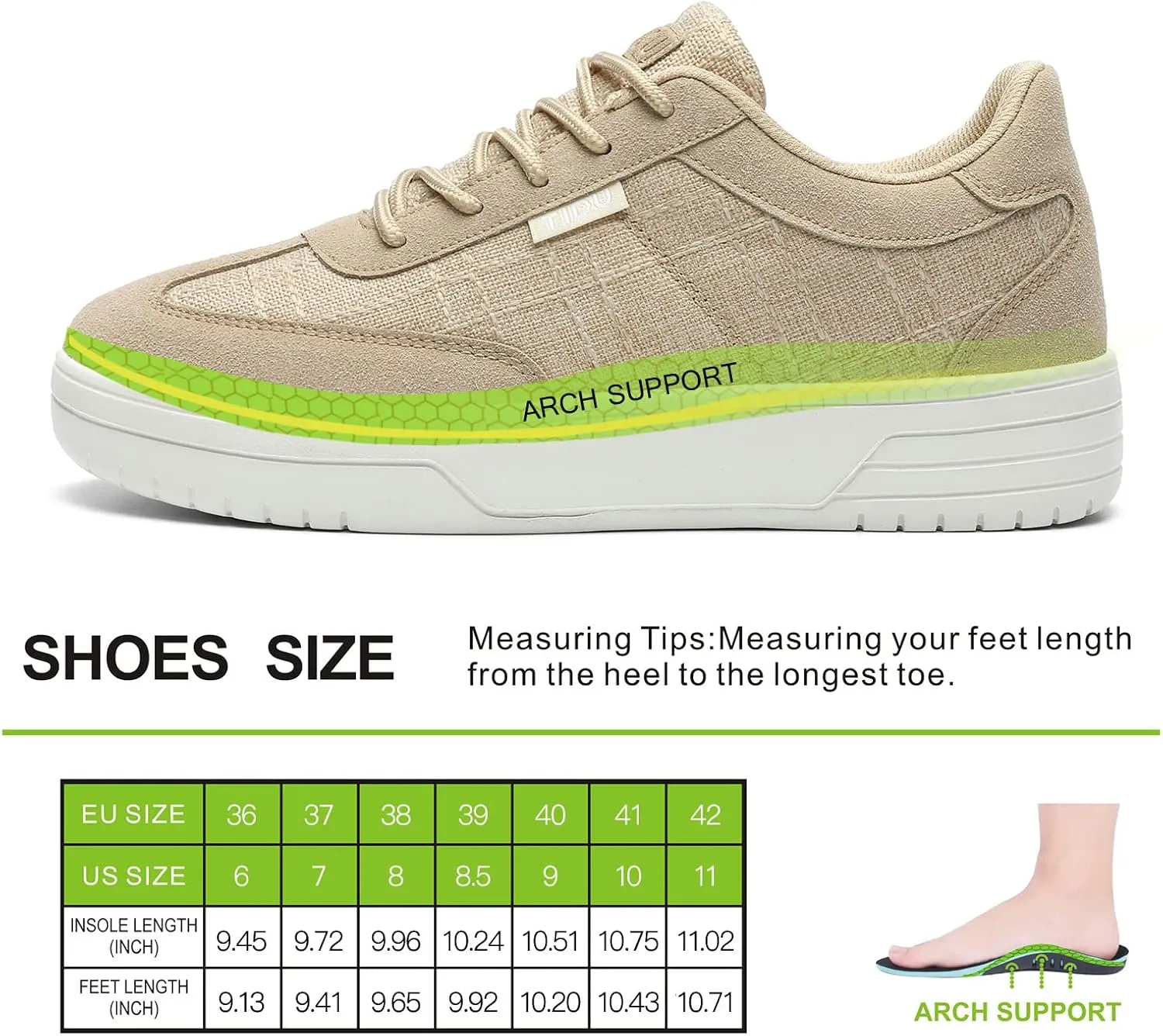 Women's Orthopedic Walking Shoes with Arch Support Comfortable Canvas Fashion Sneakers for Plantar Fasciitis Flat Feet Pain Relief