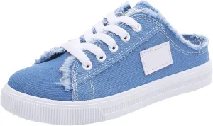 Womens Slip On Sneakers Fashion Comfortable Memory Foam Canvas Mules Shoes Casual Backless Loafers Slippers for Women