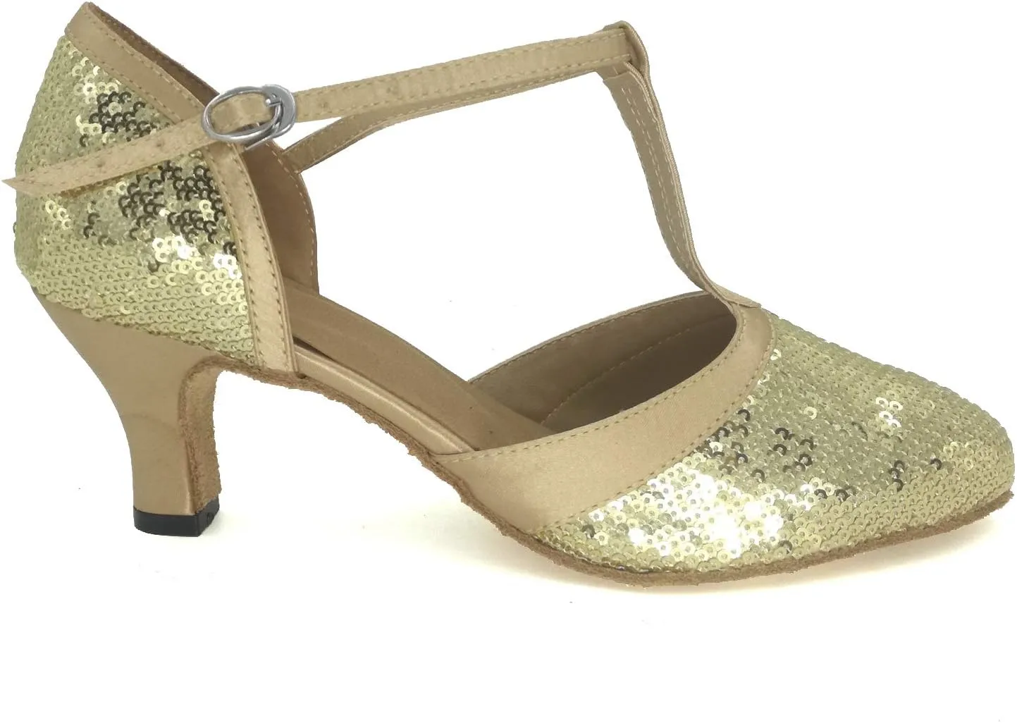 Women's Suede Sole Performance Sequins Ballroom Dance Shoes Latin Salsa Wedding Shoes