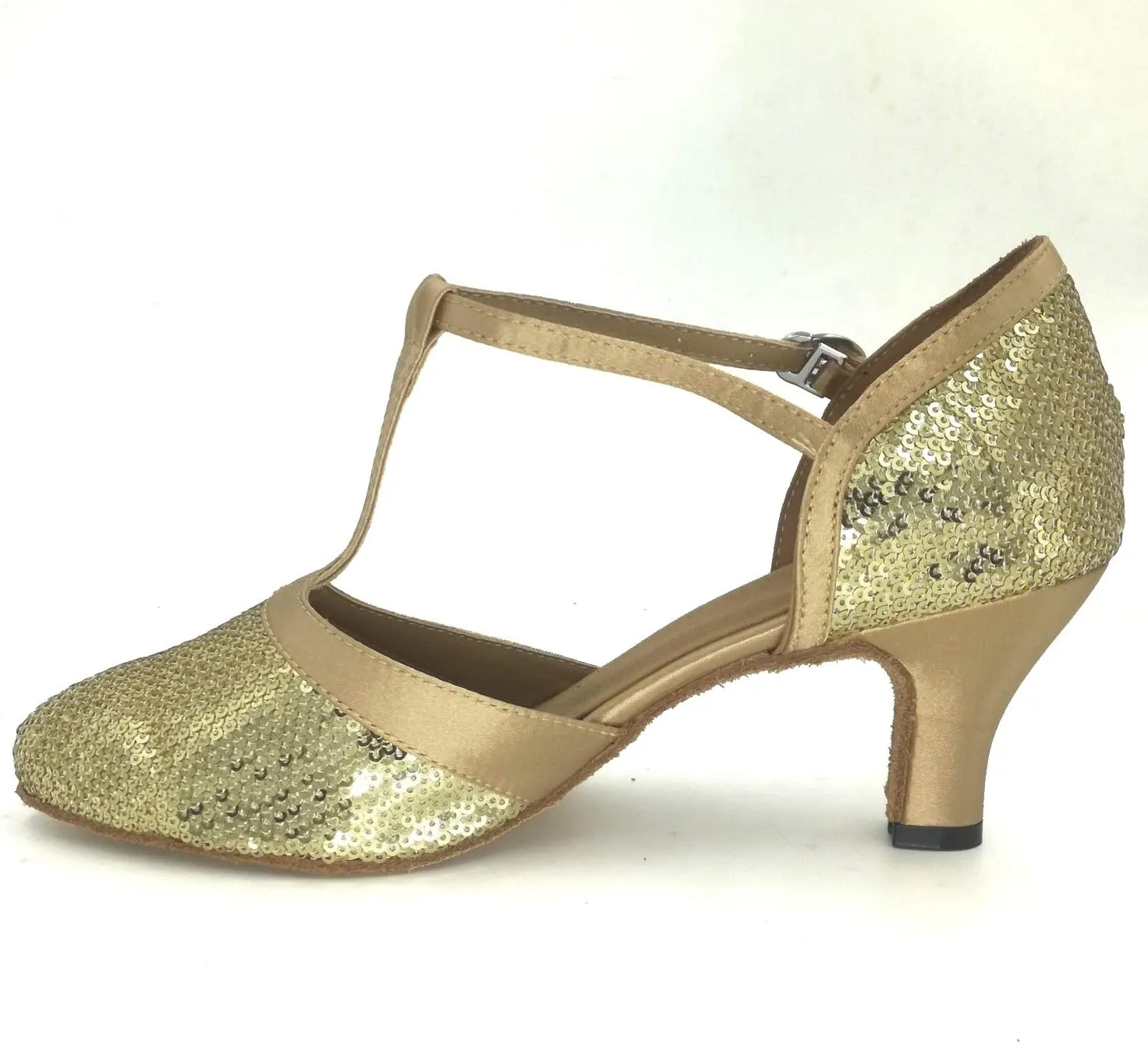 Women's Suede Sole Performance Sequins Ballroom Dance Shoes Latin Salsa Wedding Shoes