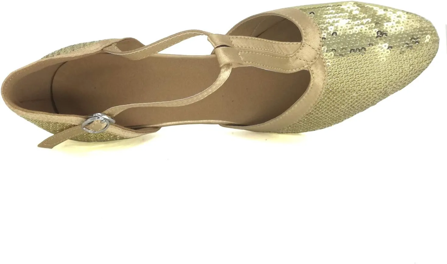 Women's Suede Sole Performance Sequins Ballroom Dance Shoes Latin Salsa Wedding Shoes