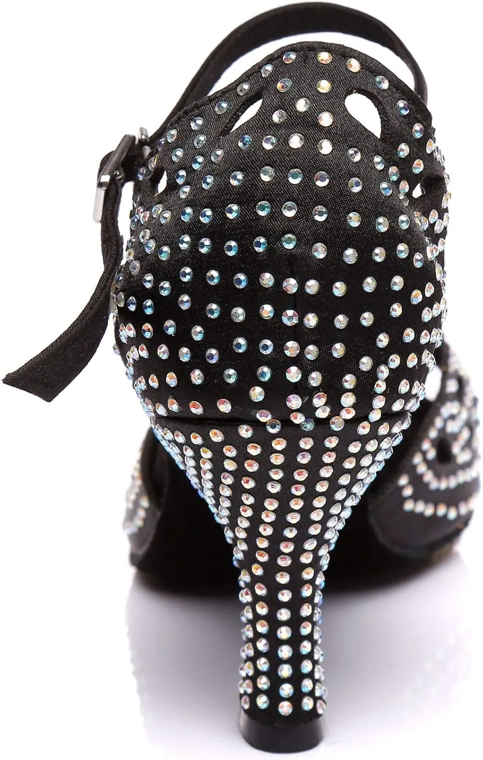 Women's Suede Sole Rhinestone Ballroom Dance Shoes Latin Salsa Glitter Performance Dance Shoes