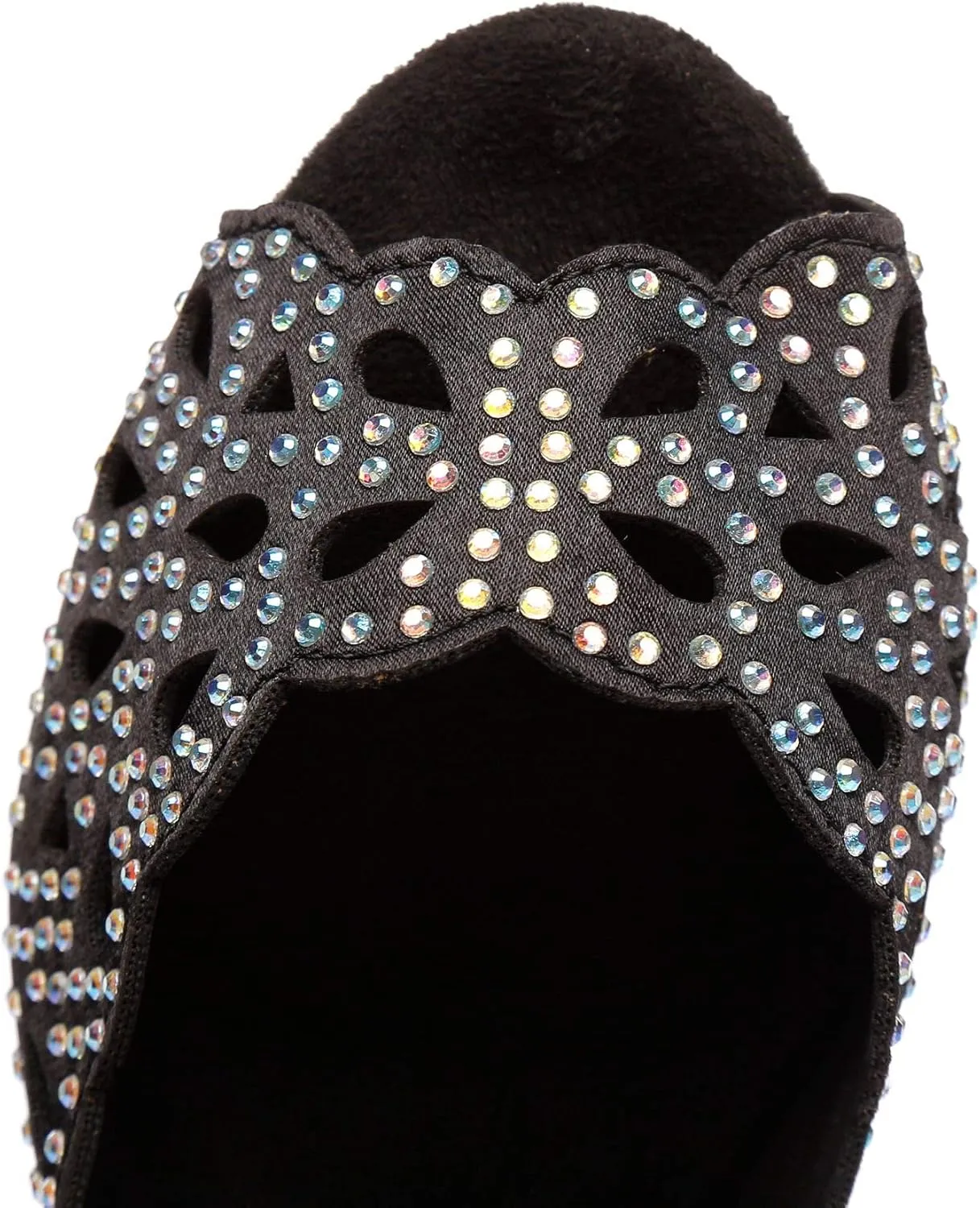 Women's Suede Sole Rhinestone Ballroom Dance Shoes Latin Salsa Glitter Performance Dance Shoes