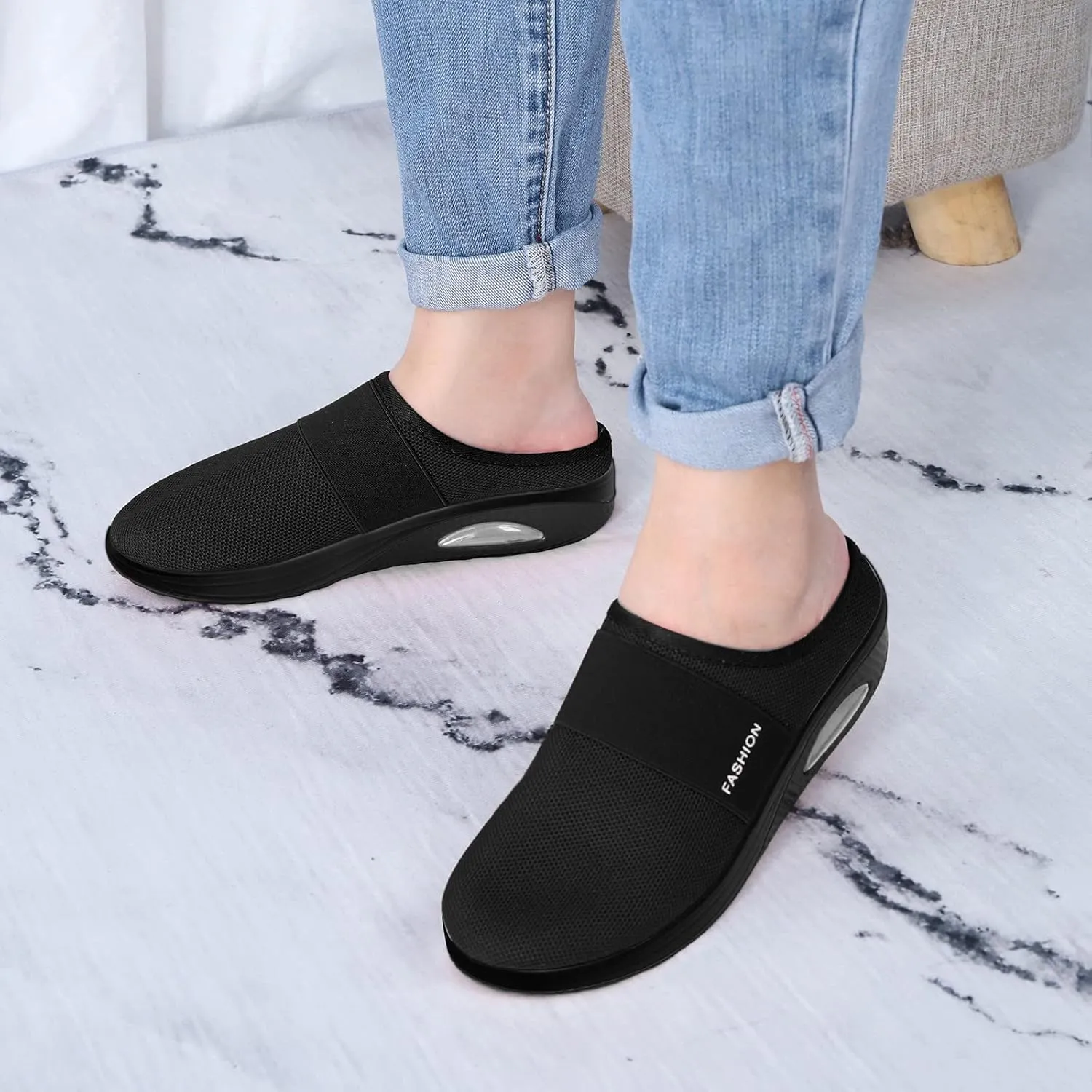 Womens Summer Breathable Mesh Slippers Lightweight Slip On Clog with Arch Support Soft Cushion Nursing Shoes