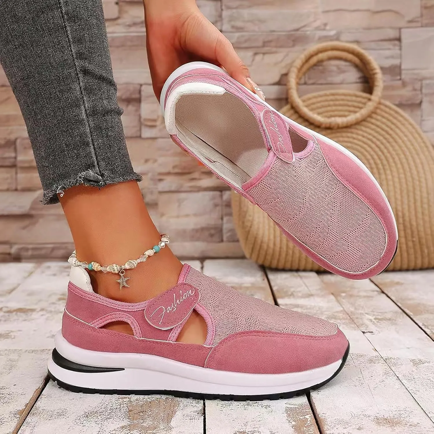 Womens Walking Shoes Breathable Slip On Sneakers Non Slip Athletic Tennis Running Shoes Casual Shoes Arch Support