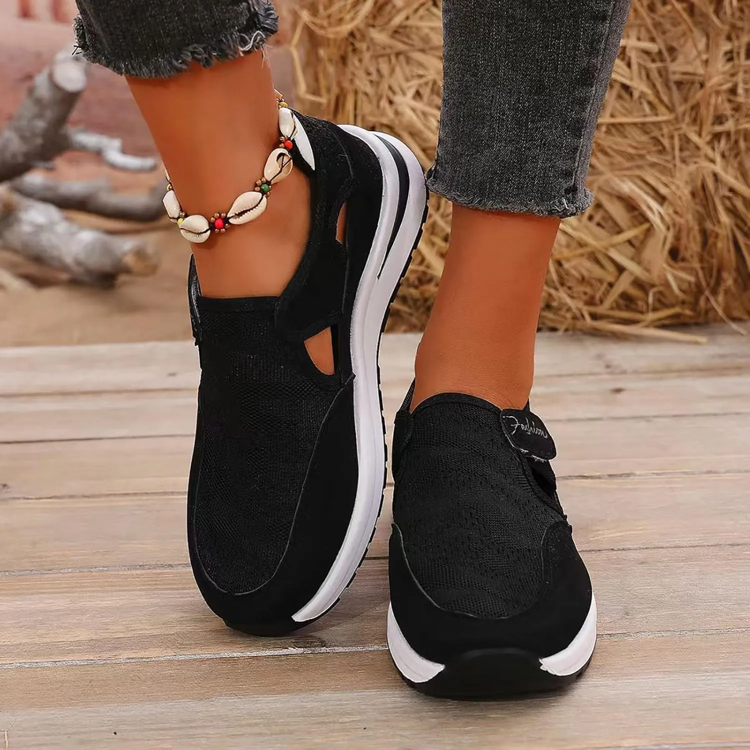 Womens Walking Shoes Breathable Slip On Sneakers Non Slip Athletic Tennis Running Shoes Casual Shoes Arch Support
