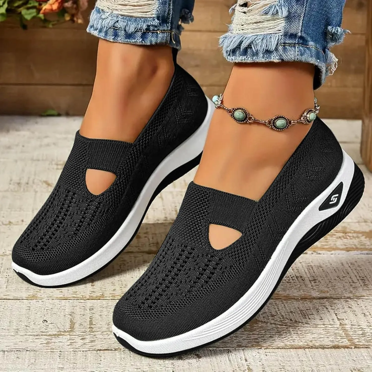 Women's Woven Orthopedic Walking Shoes Lightweight Casual Orthotic for Foot Heel Pain Relief Non Slip Work Shoes