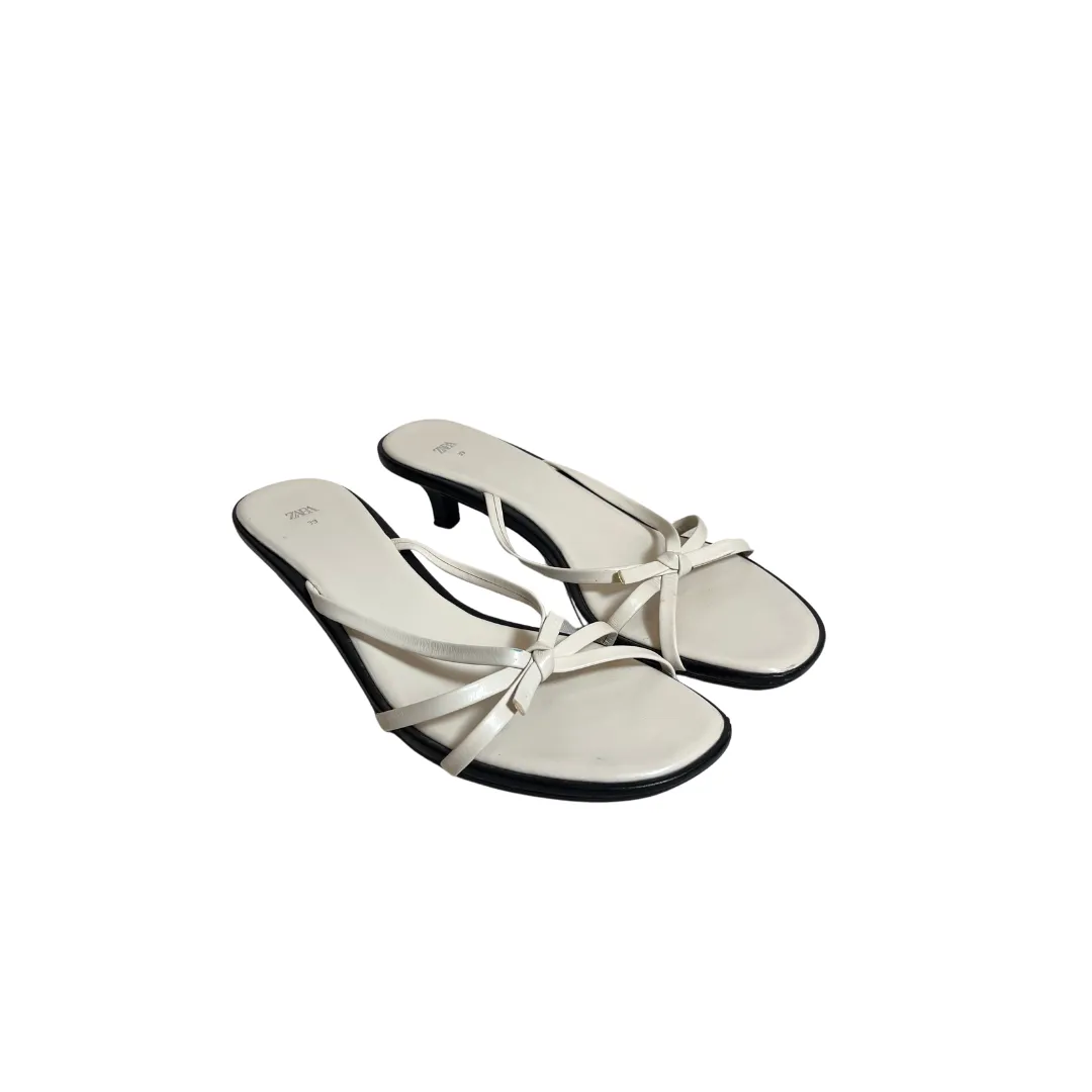 Zara White Bow Strappy Kitten Heels | Pre Loved |