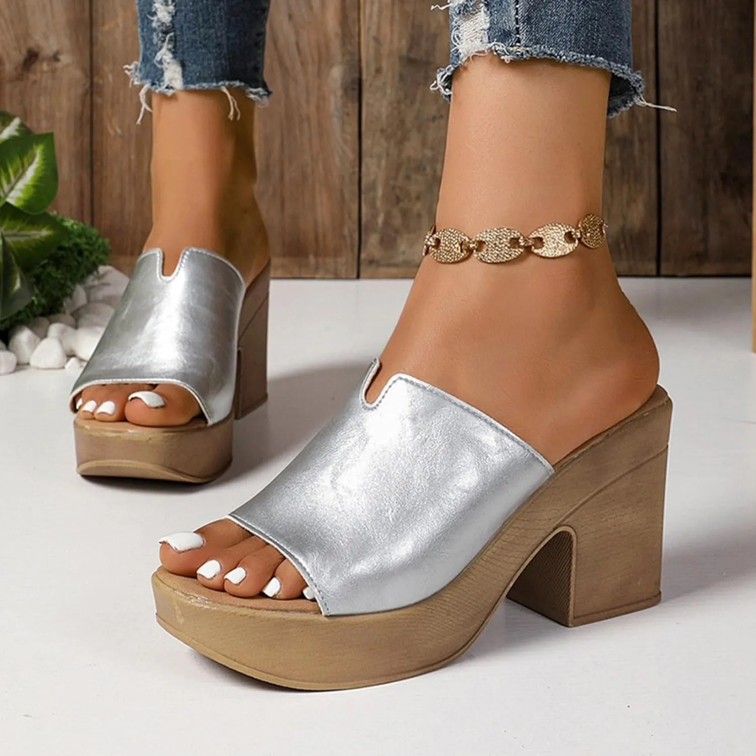 ZSpzx Women's Chunky Block Heels Sandals 2025 Peep Toe Recovery Sandal Ladies Slip On Cushion Footbed Orthopedic Casual Slingback Comfortable Daily Wear Shoes for Beach Outdoor Indoor