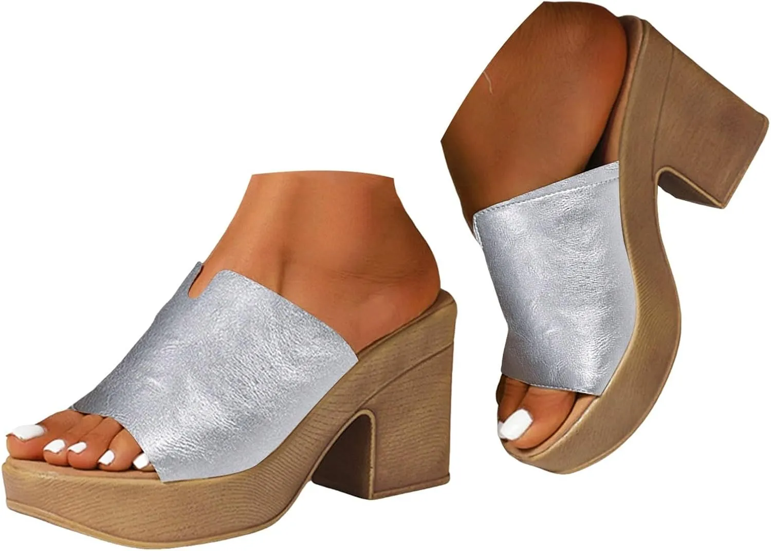 ZSpzx Women's Chunky Block Heels Sandals 2025 Peep Toe Recovery Sandal Ladies Slip On Cushion Footbed Orthopedic Casual Slingback Comfortable Daily Wear Shoes for Beach Outdoor Indoor