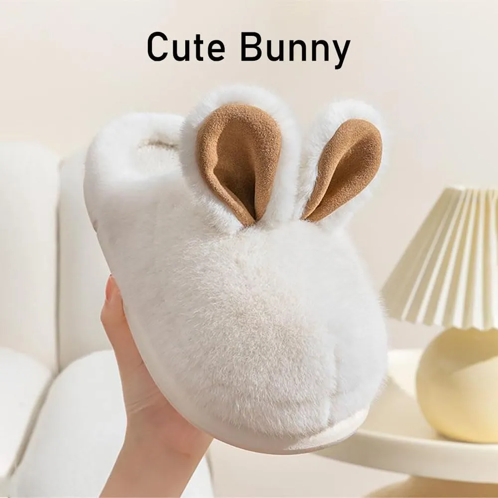 Zureto Bunny Slippers for Women, Plush Rabbit Cotton Slippers Cute Winter Indoor Home Plush Winter Slippers