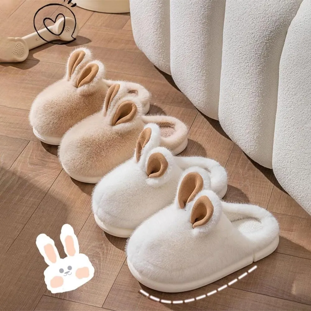 Zureto Bunny Slippers for Women, Plush Rabbit Cotton Slippers Cute Winter Indoor Home Plush Winter Slippers